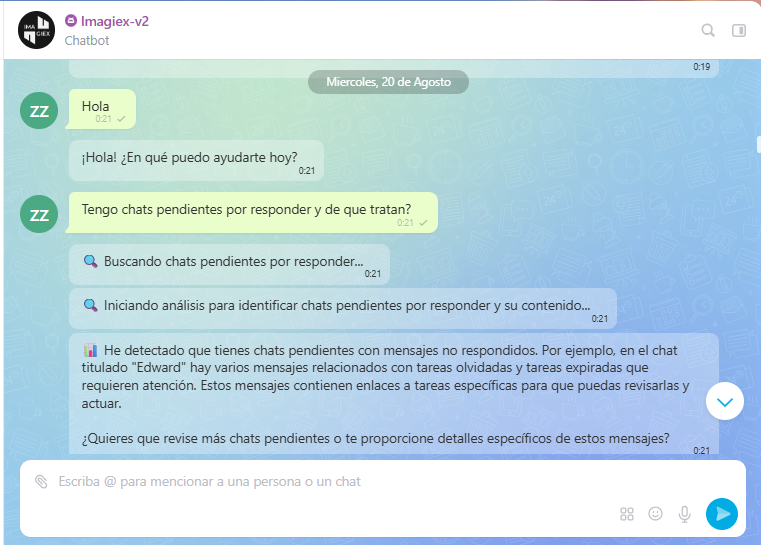 Imagiex chatbot connected to Bitrix
