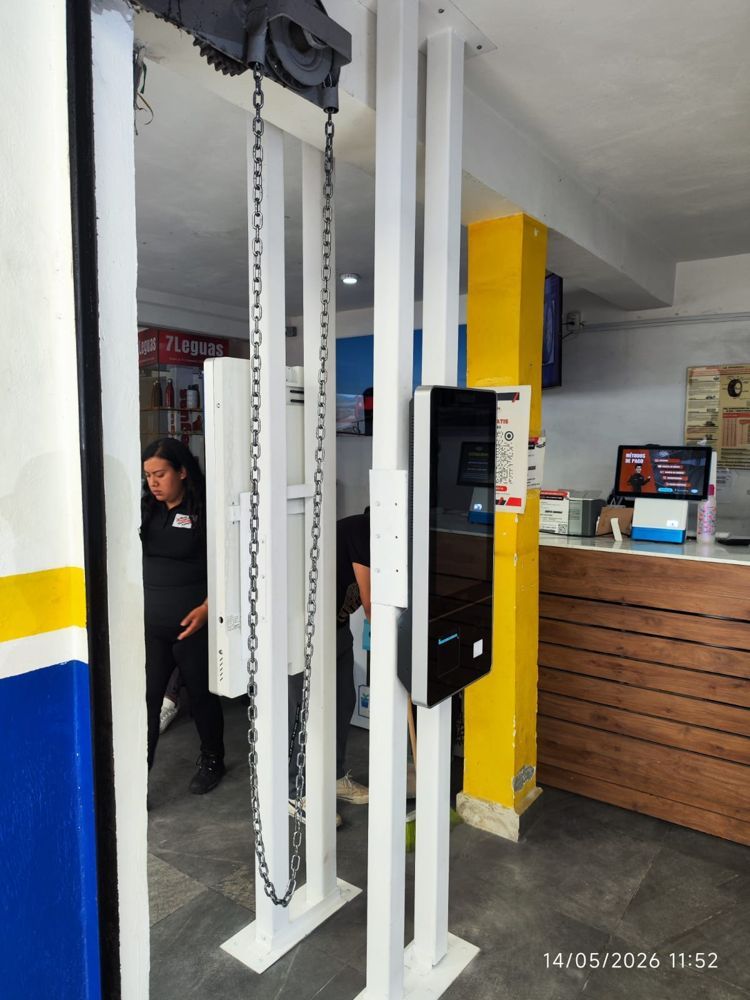 Self-service kiosk installed in a workshop